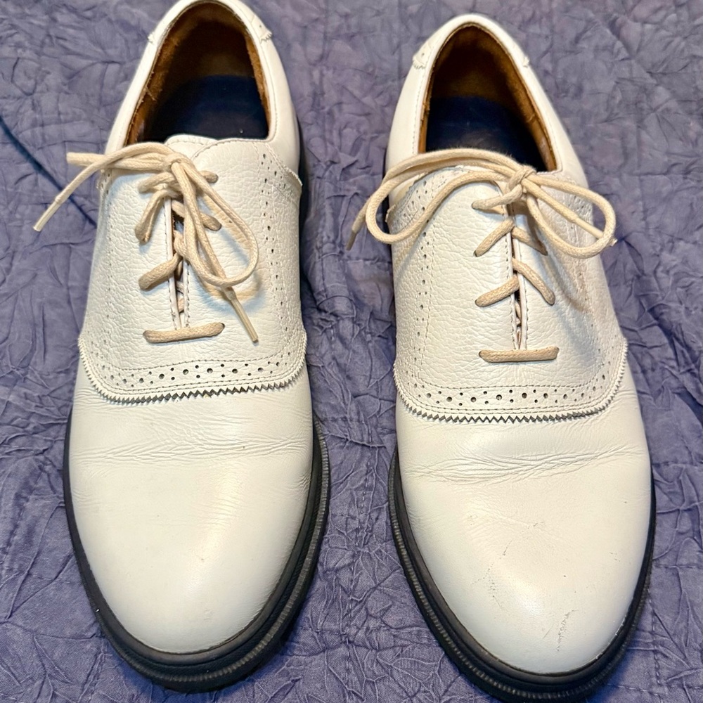 VTG Callaway Golf Shoes Broadmoor 12M White Leather Saddle Oxford Spikeless Men